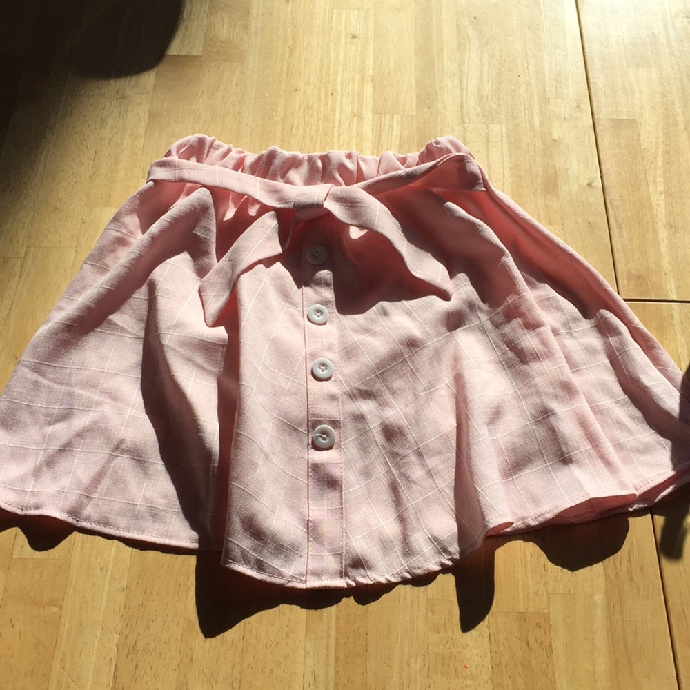 Yesstyle Pink Plaid Tie up Skater Skirt